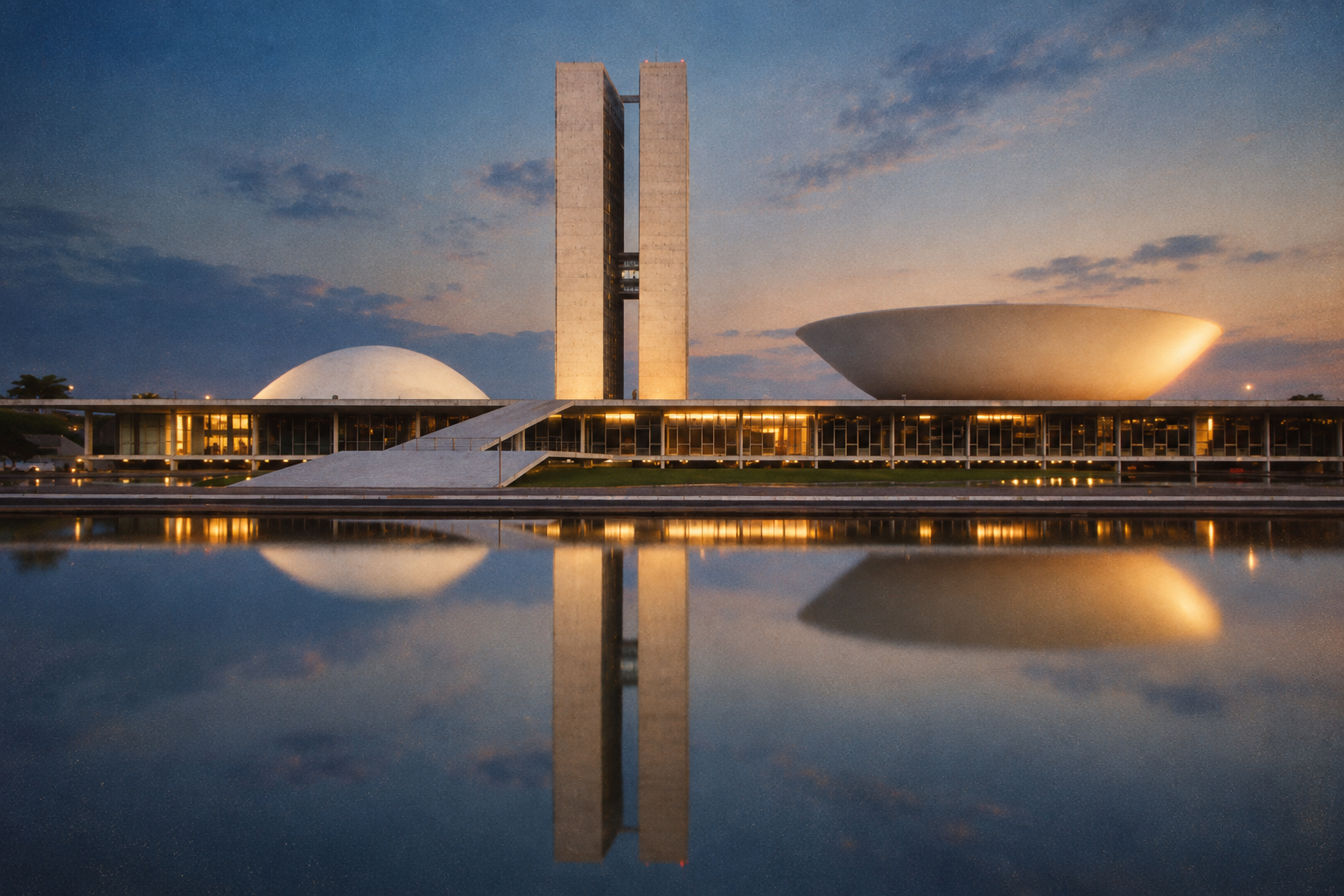 Congresso Nacional reflected in water