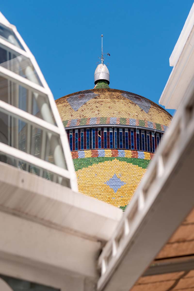 Juma Opera architecture framing the Teatro Amazonas dome in Manaus
